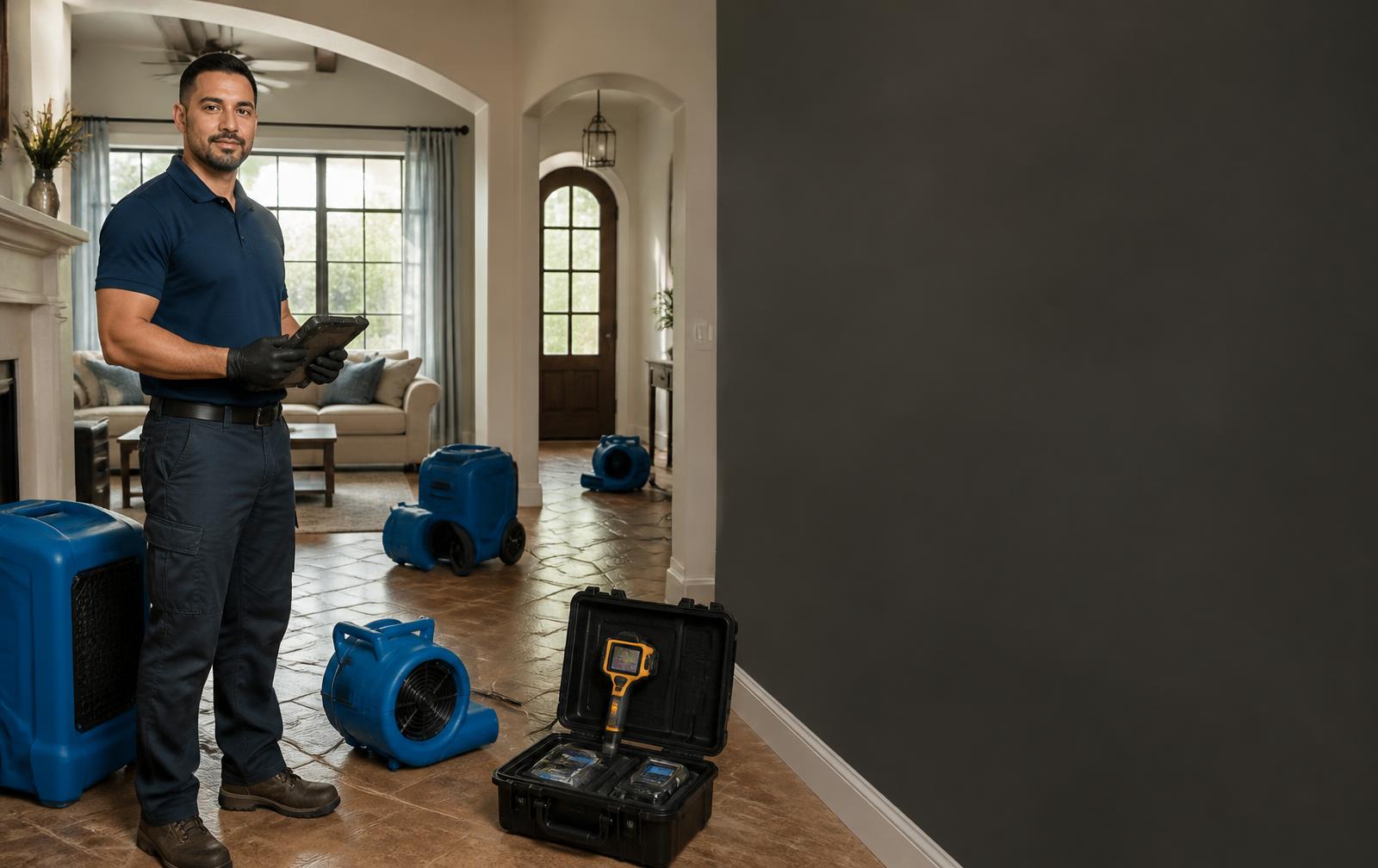 Complete Restoration technician with professional restoration equipment